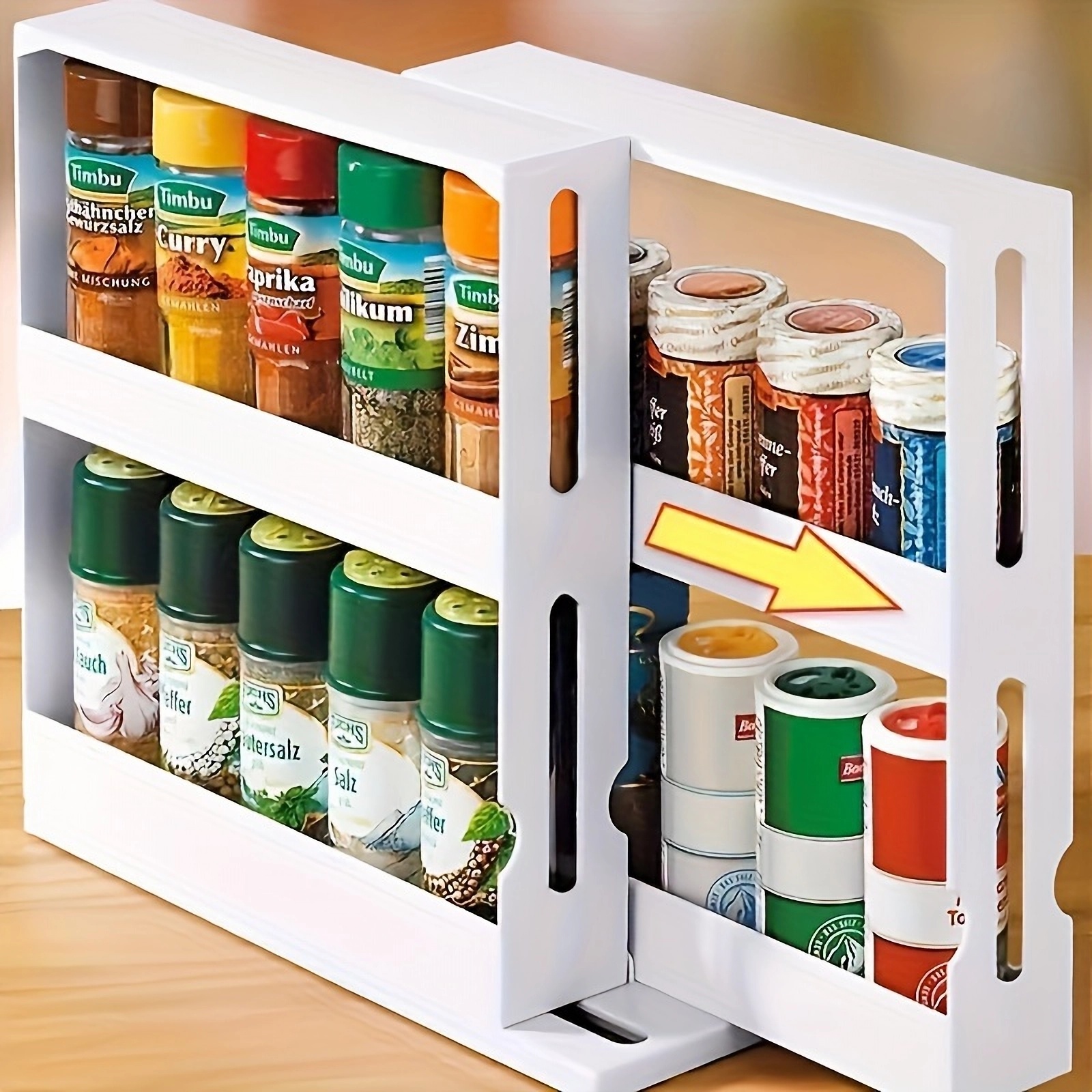 90-degree Rotating Kitchen Spice Bottle Storage Rack, Household Spice Organizer, 1pc Material Countertop Organizer, Multi-tier Small Storage Rack For Kitchen Essentials And Spices