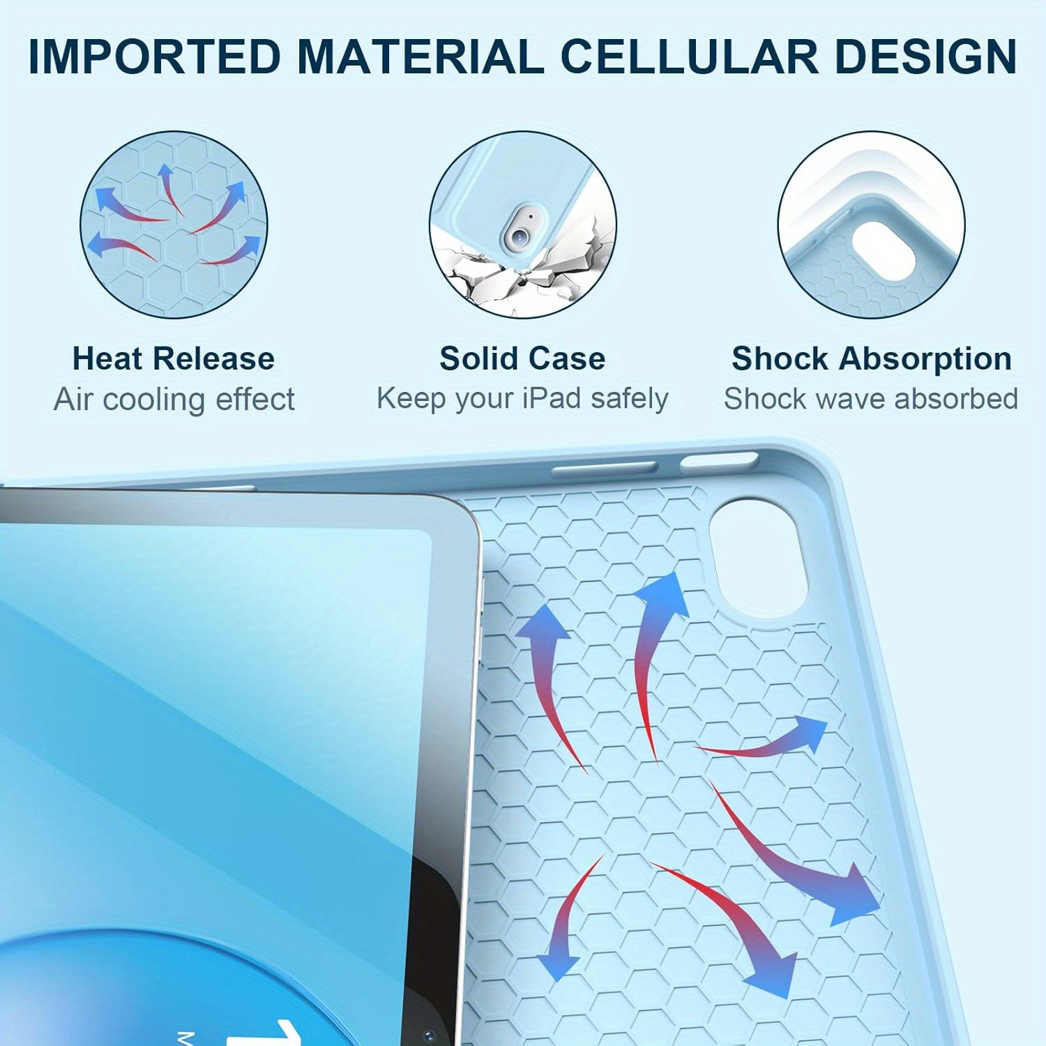 iPad 10th Generation Case with Keyboard, Multi Angle Adjustable Detachable Wireless Keyboard, Folio Keyboard Cover with Pencil Holder, Soft TPU Back Easy to Clean Case, for iPad 10.9in 2022