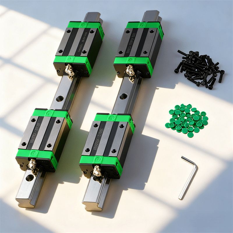 Industrial Hgr20-200mm Rail 2-pack With 4 Carriage Blocks, Linear For High-load Cnc Equipment And Large 3d Printers