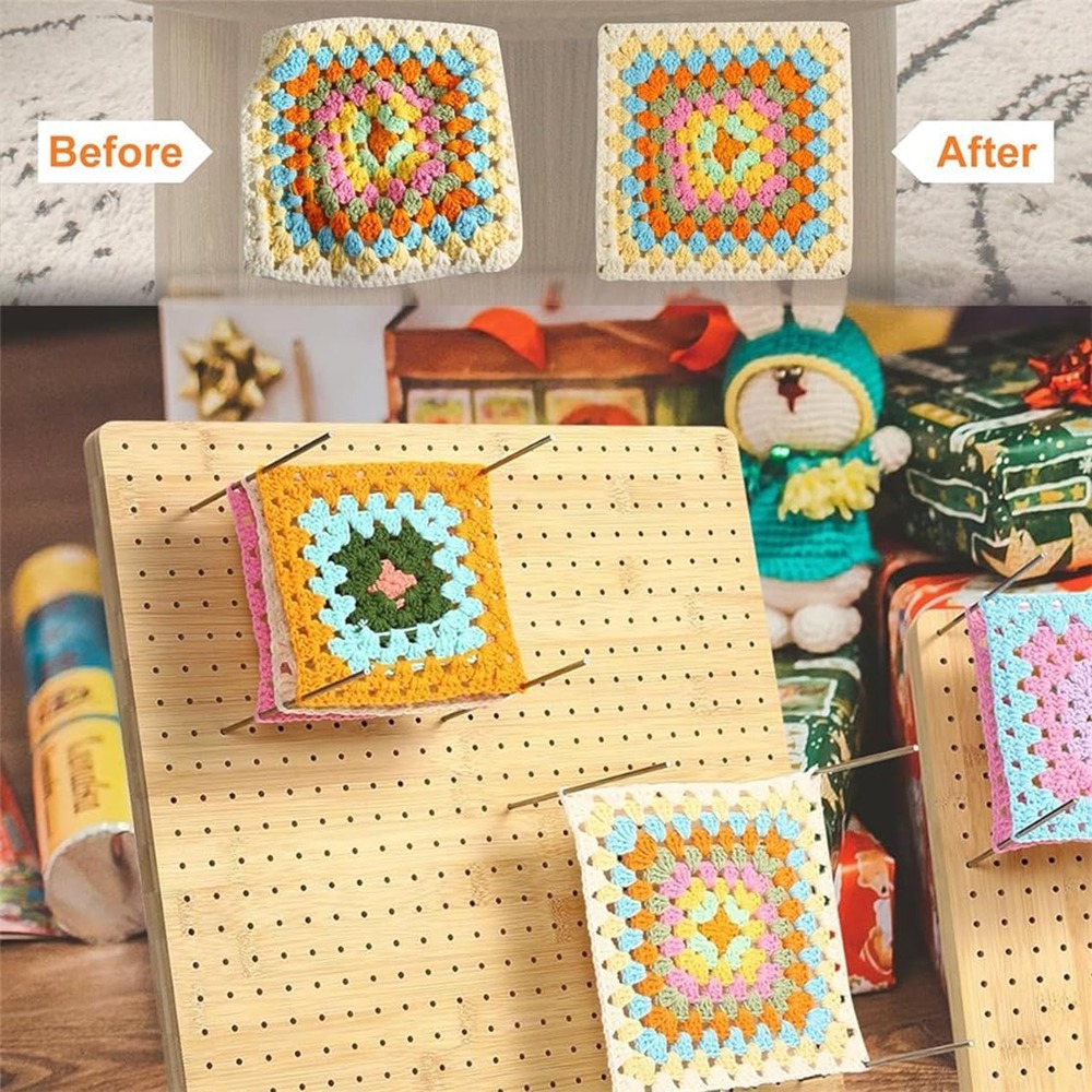 1 Set 17pcs Crochet Board With 25 Steel Pins Base Crochet Accessory Diy Making Tool Practical Gift