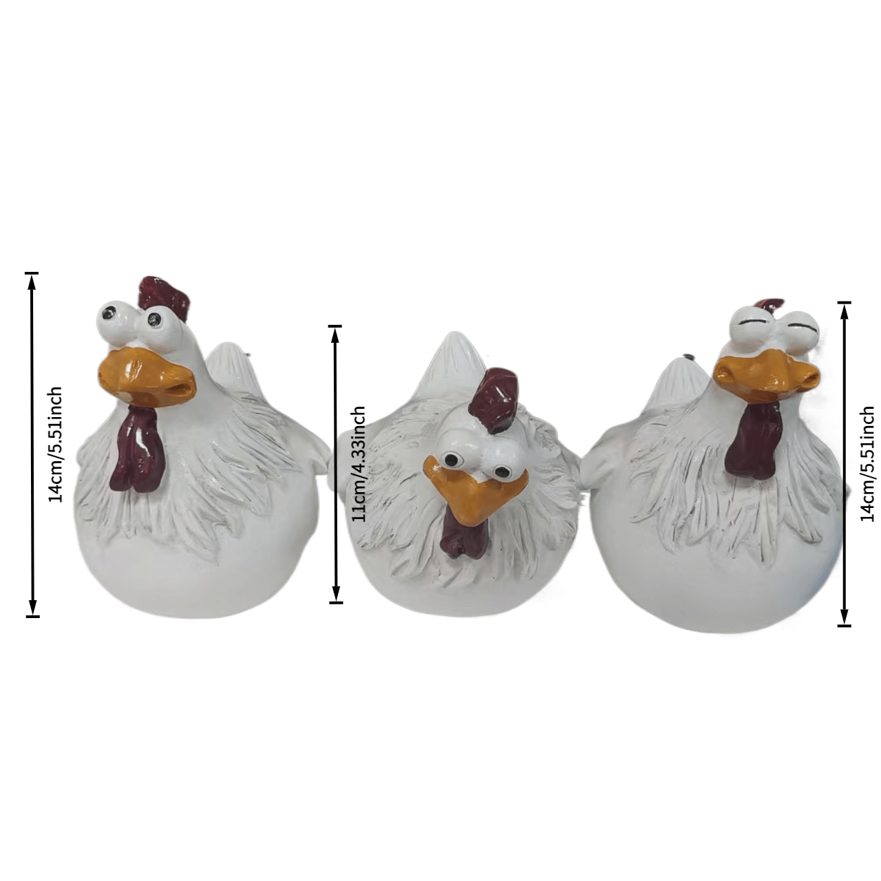 Image of 3pcs Set Of Whimsical Chicken Fence Decorations, Farm Resin Chick Figurines, Outdoor Realistic Animal Sculptures, Cute Hen Ornaments Suitable Garden, Stairs, Patio, Backyard