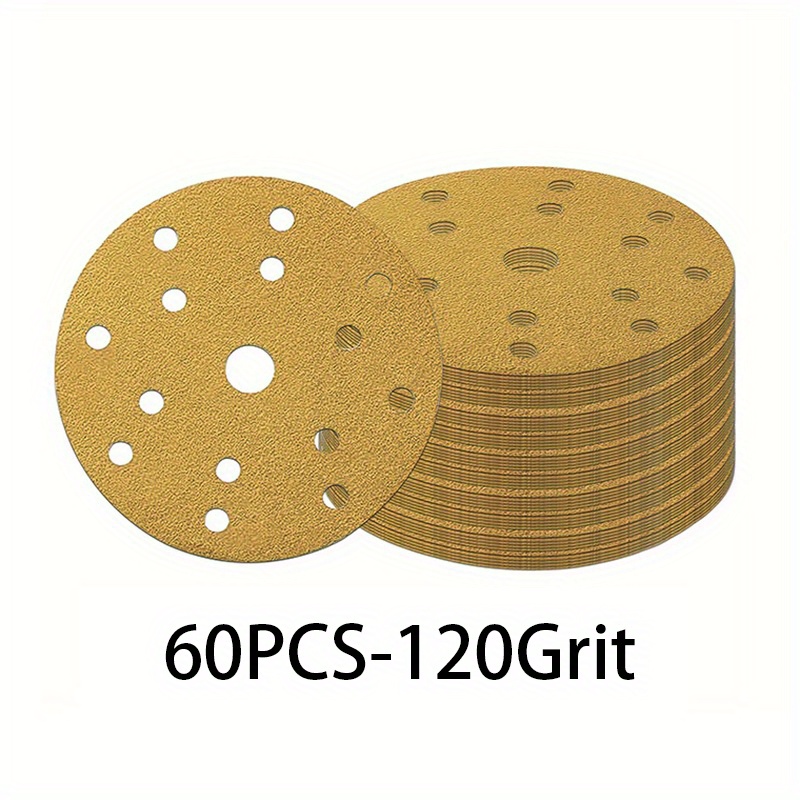 E-shop 60 Stück 150mm Schleifpapier | Körnung 60/80/120/180/240/320/400, 15 Löcher, Durchmesser 15.24 cm, Aluminiumoxid auf Papier, Geeignet für