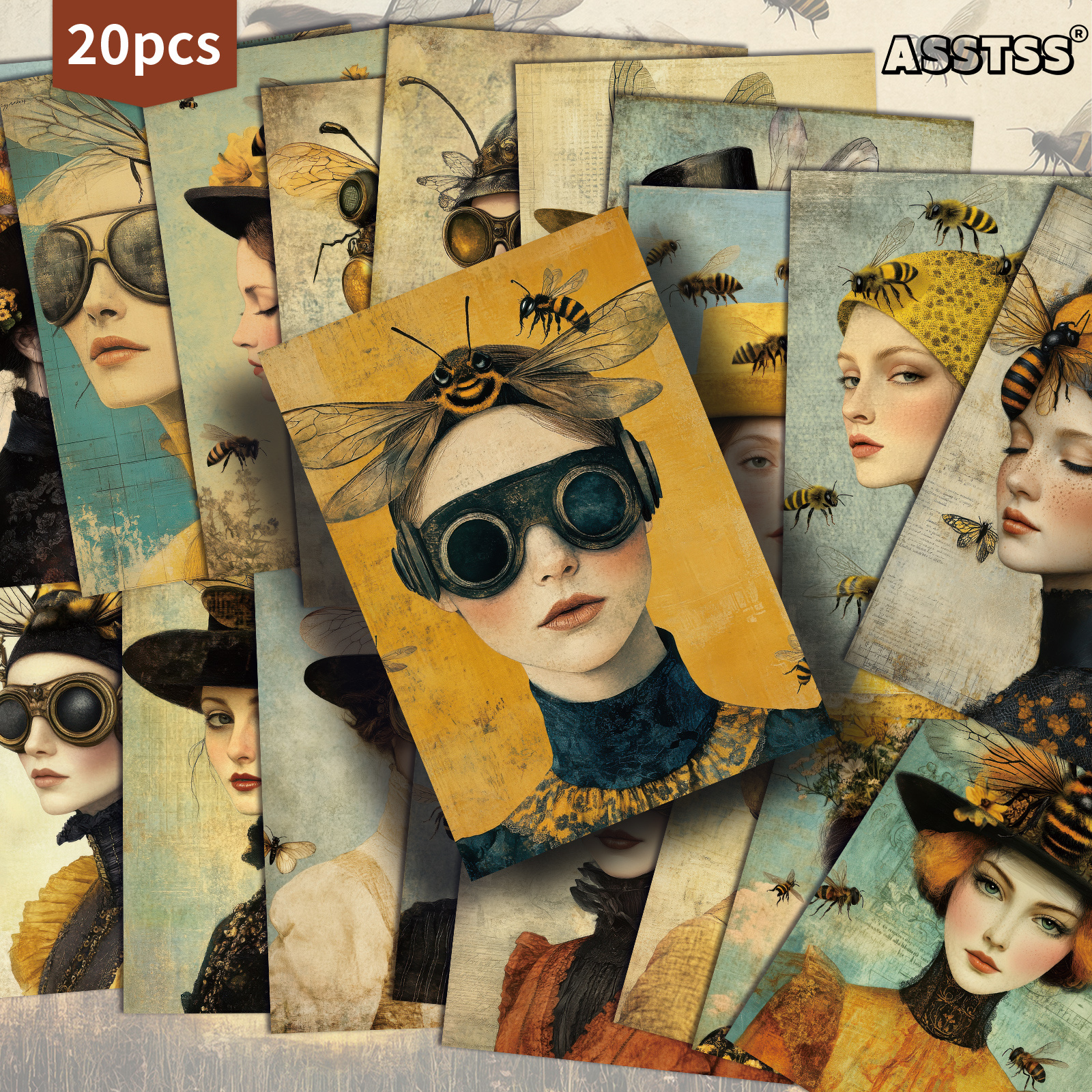 TEMU 20 stuks ASSTSS Retro Pinup Girl Kaarten - Vintage Junk Journal Papier Geschikt voor Scrapbooking & Knutselen, Verzamelbare Pinup Illustraties,