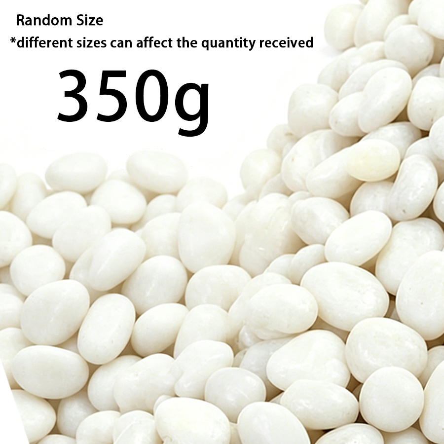 Image of 350g White Polished Pebbles, Rocks, Decorative Stones For Aquarium, Fish Tank, Garden, Landscaping, Vase Filler, Diy Crafts, Succulent Planter, Random Size Xjm