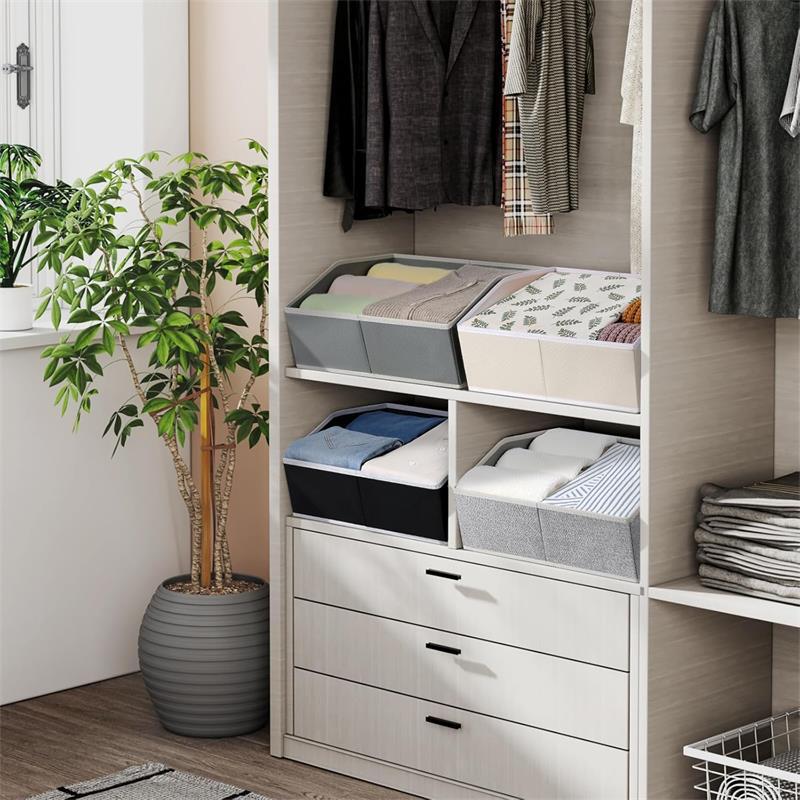 Image of 4 Pack Large Wardrobe Storage Organiser With Handles, Foldable Baskets For Shelves, Bedroom Organising Clothes Toys, Mounted Closet Systems