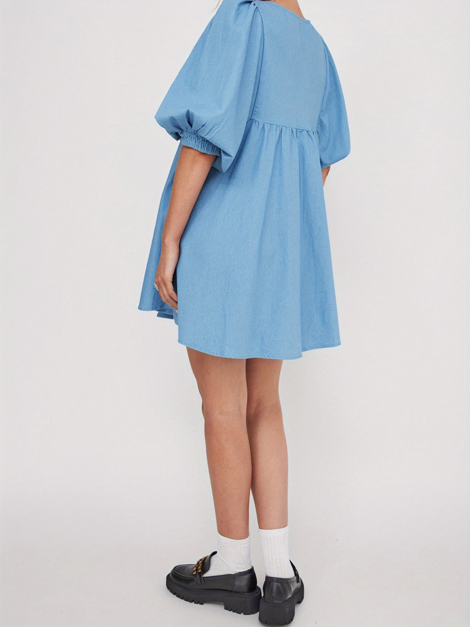 denim puff sleeve swing dress POTILI Denim Dress for Women, Puff Short Sleeve Jean Dress Sweetheart Neck  Pleated Back Denim Mini Dress Ladies Country Concert Dress Summer Blue Jean  Dress 2026 at Amazon Women's Clothing store