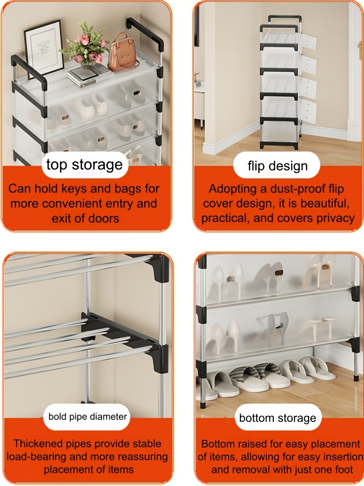 j32/ à chaussures 7 niveaux , étagère à chaussures étroite et durable sur pied, étagère à chaussures multifonctionnelle dentrée pour gagner de la place, utilisation simple pour salon, chambre, entrée, dressing, dortoir, entrée dappartement loué, , Détails du produit 2