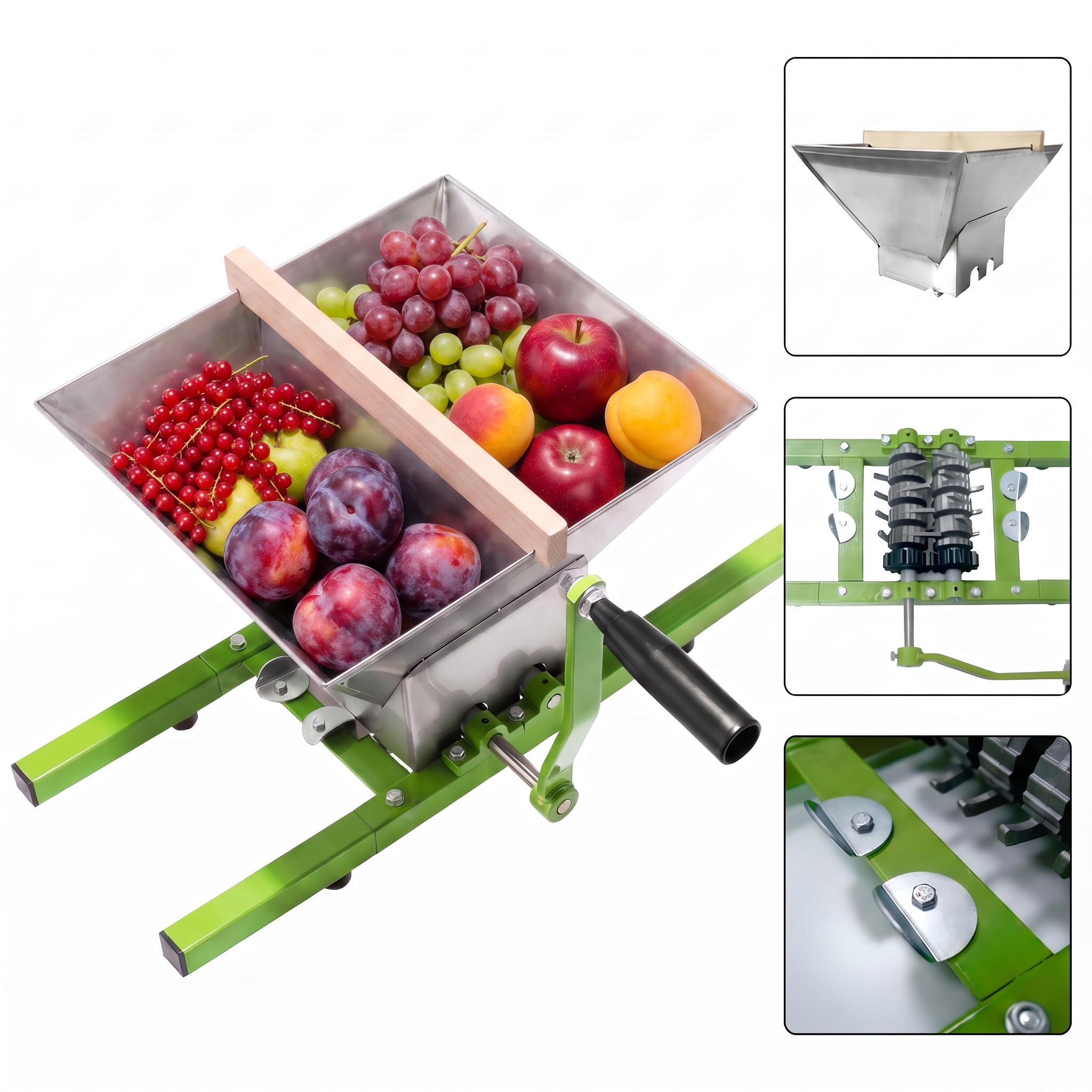 7l Stainless Steel Fruit Crusher Manual Fruit Mill Grape Fruit Mash Press Fruit Presser With Hand Crank