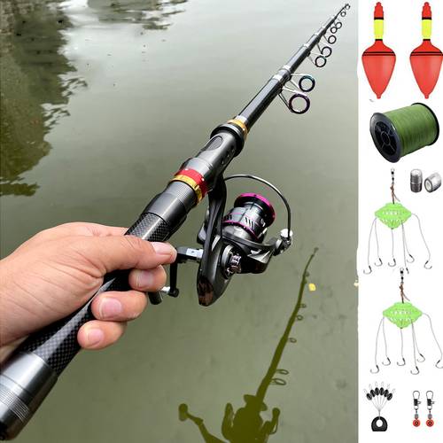 super hard fishing rod combination set yo2000 5000 spinning reel send 100m fishing line accessories bait hook lake fishing rod fishing reel fishing line
