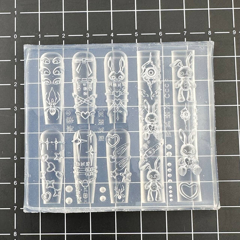 Image of 3d Punk Rabbit Nail Mold Silicone Tools Nails Art Resin Belt Design Molds For Additions Supplies