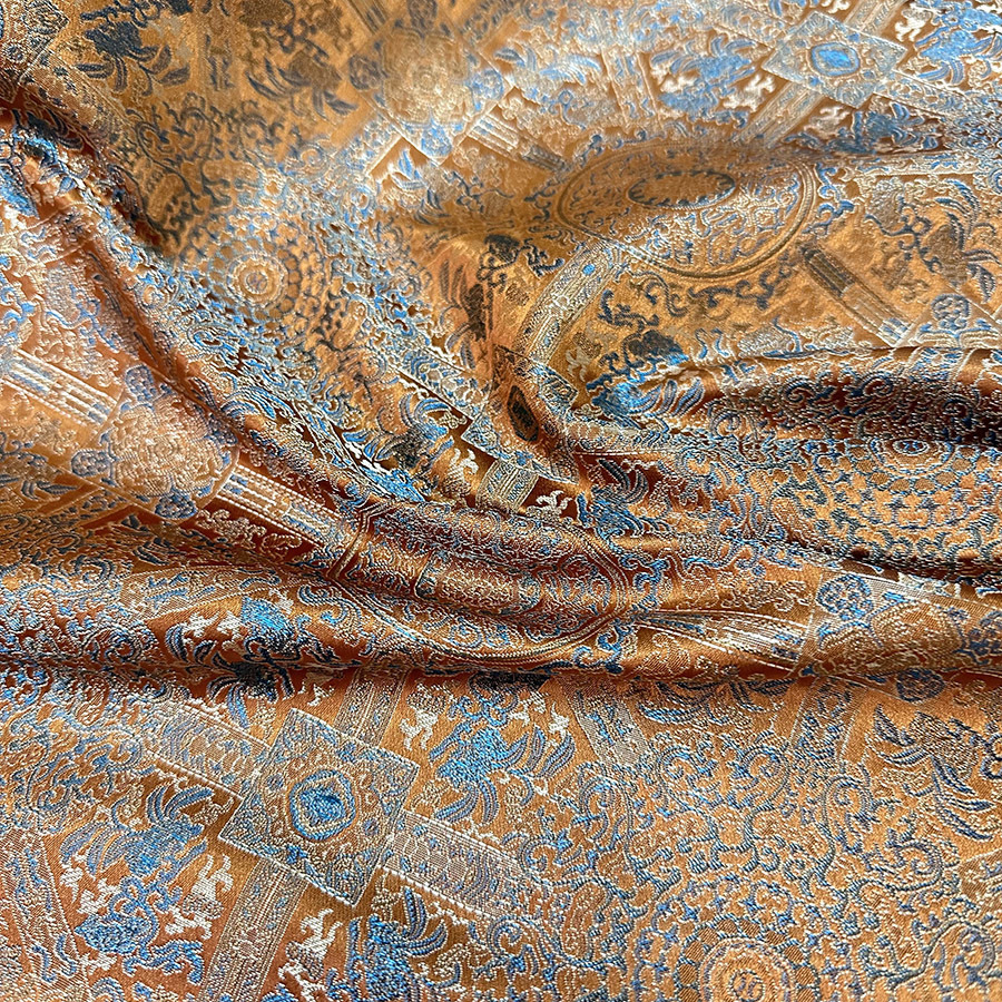 TEMU 1pc 5-yard Luxurious Chinese Jacquard Satin Fabric, Featuring Intricate Geometric Designs, Perfect For Dresses, Pants, Coats, Cushions, Home