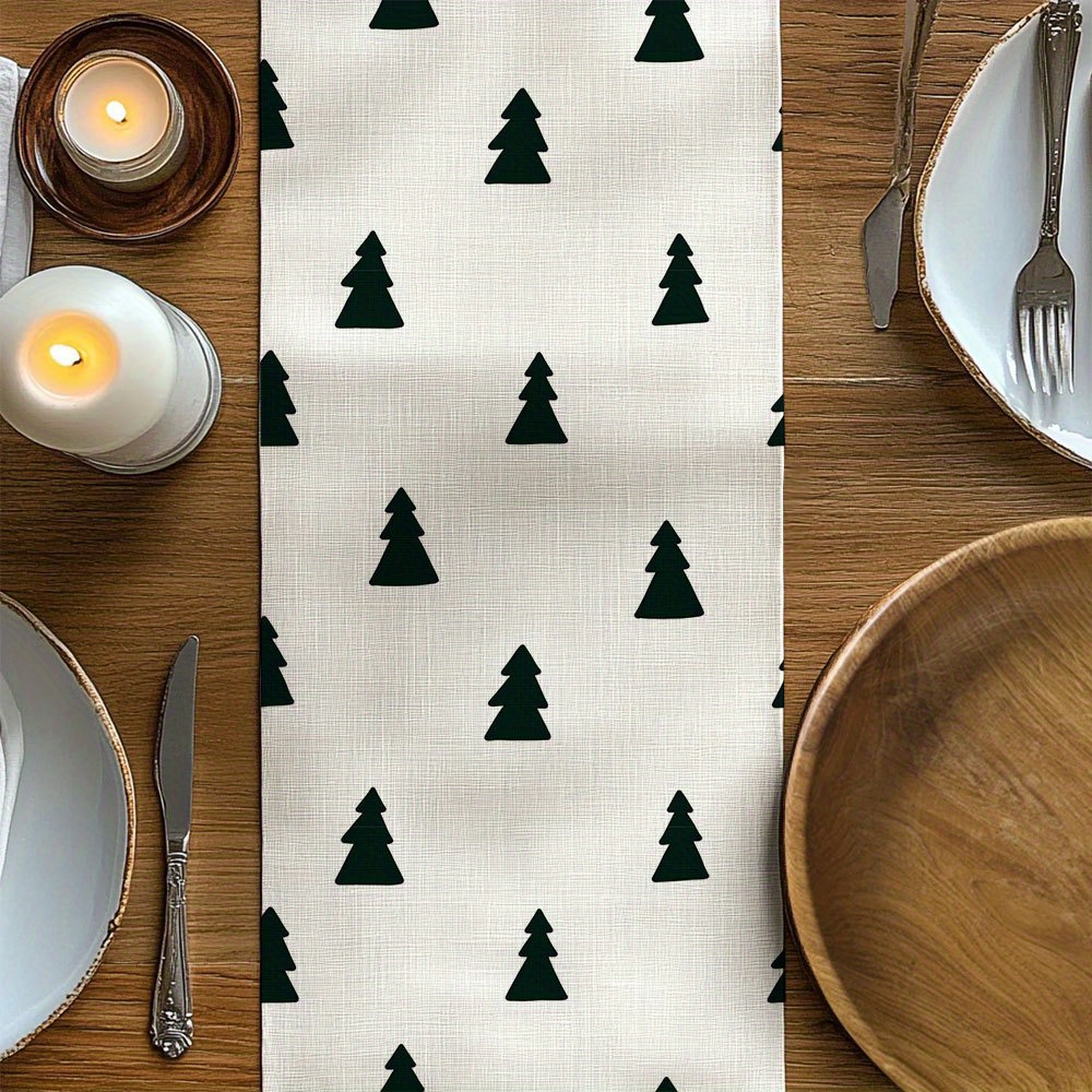 1pc Pattern Printed Table Runner, Gift For Or Parents / Linen Material / Table Decoration / Indoor Party Decoration / Home Kitchen Decoration / Dining Table Decorative Table Runner