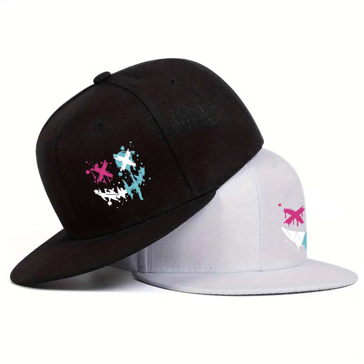 E-shop 2 Stück Verstellbare Baseballkappen für Damen & Herren – Urban Hip-Hop Druck Mütze mit ikonischem Design, verstellbarem Band für perfekte