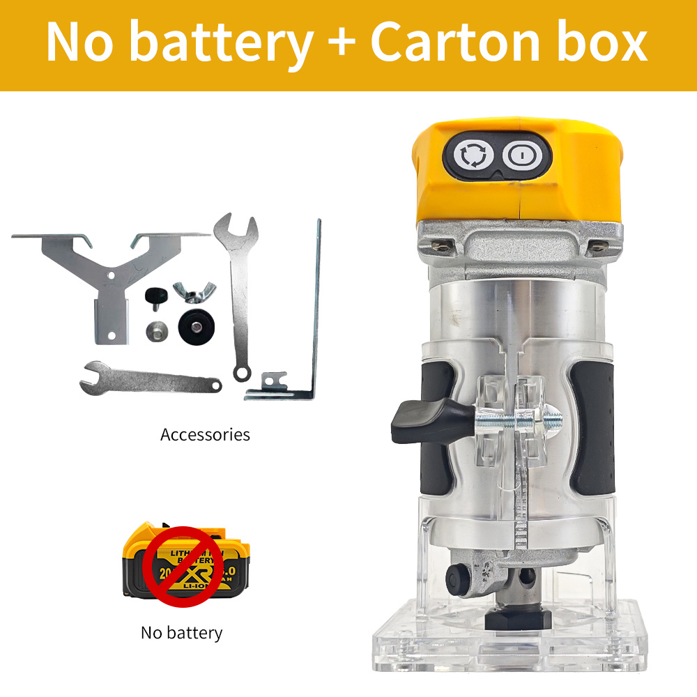 Image of Cordless Compact Router For 20v Battery, 800w Brushless Trimmer Router With Variable , 30000 Rpm, Wood Palm Router Tool With Router Bits, Edge, Roller Guides
