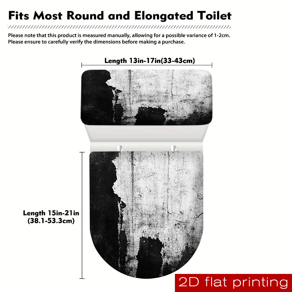 TEMU Ensemble de 1, Combinaison d'Abattant de Toilette et de Couvercle de Réservoir Plats 2D, avec un Motif Imprimé Texturé Simple . Facile à