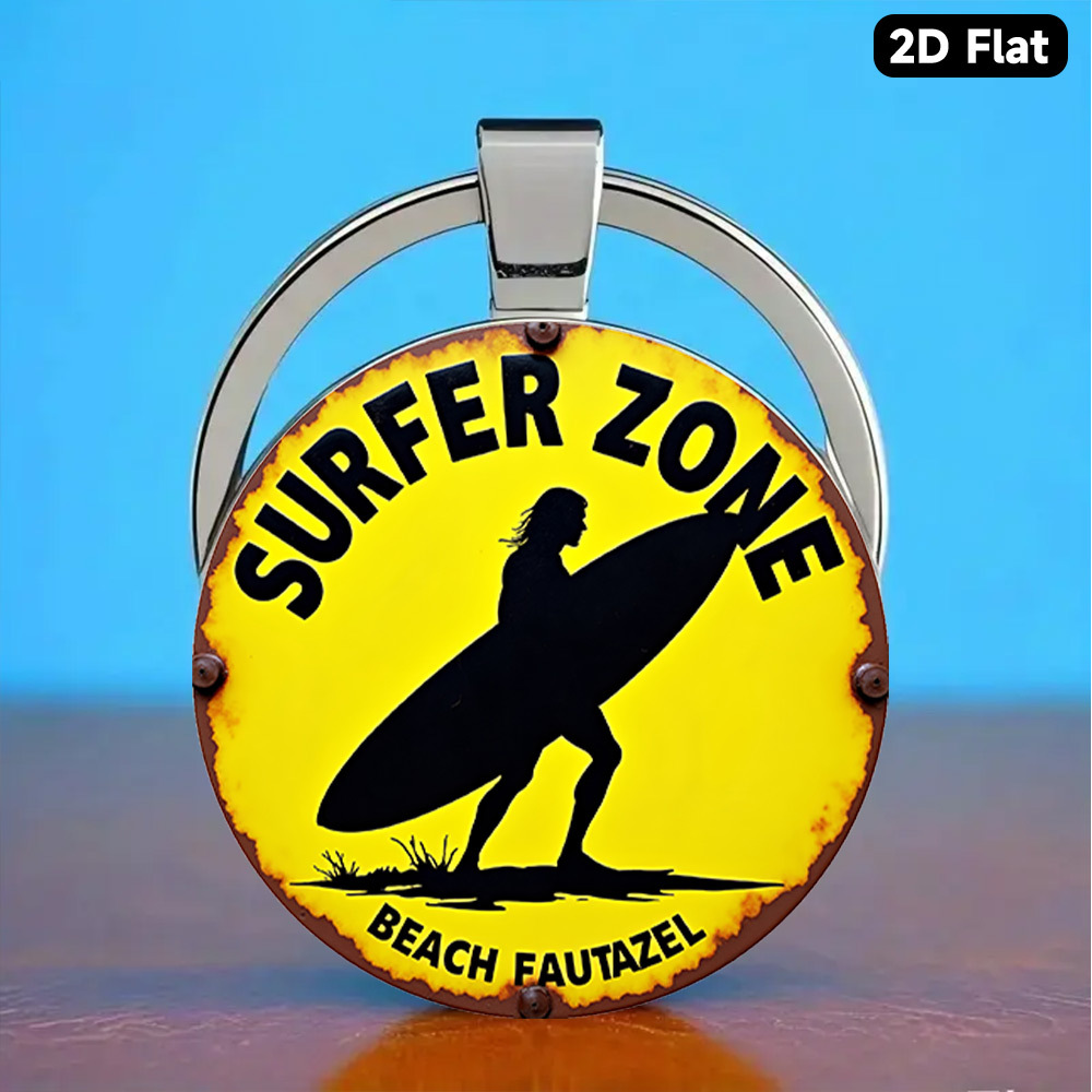 TEMU 1pc Surf-themed Earbud Case Keychain Cover With Surfer Zone Surfboard - 's Dream Purse Charm For Bag Backpack Car Accessories, Suitable For Surf