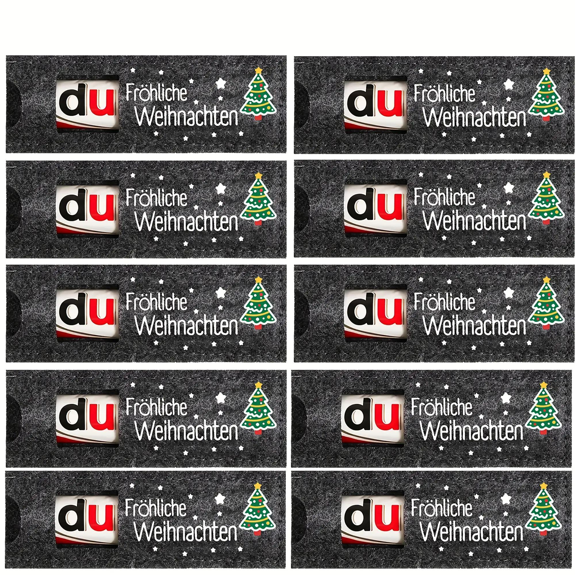 TEMU German Felt Gift Bags - Frohe Weihnachten (merry Christmas) Design With Christmas Tree Pattern - Suitable For Chocolate Packaging, Christmas