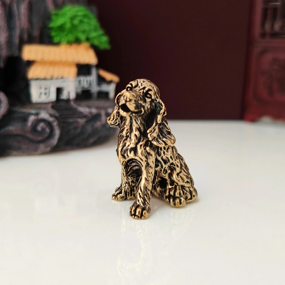 E-shop Niedliche Messing Langohrige Lockenhaarige Hunde Desktop Dekorative Kunstwerk Geschenk für Zuhause und Büro, Tier Ornament, Sammlerfigur, ,