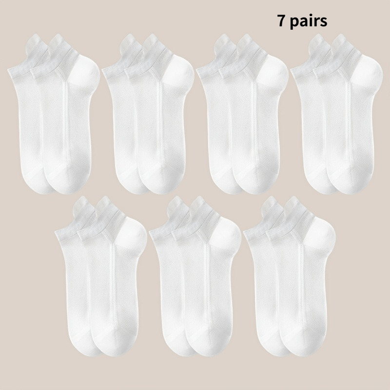E-shop 7 Paar Damen atmungsaktive Mesh-Unsichtbare-Knöchel-Socken – Leichter elastischer Haltkragen, rutschfeste Sohle, geeignet für Turnschuhe,