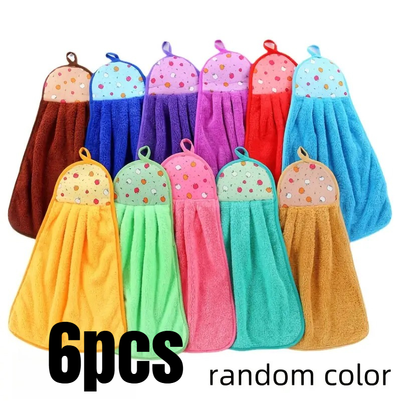TEMU 6pcs Set Of Modern Striped Design Kitchen Fingertip Towels In Random Colors