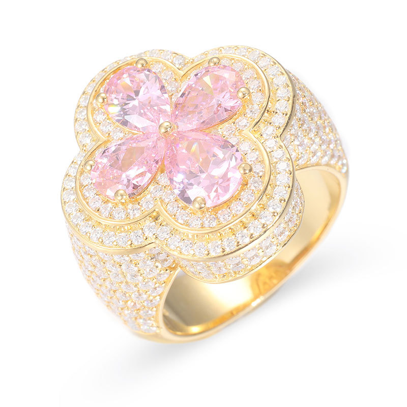 Men's Bling Moissanite Hip Hop Ring, Luxury Stylish Ornament