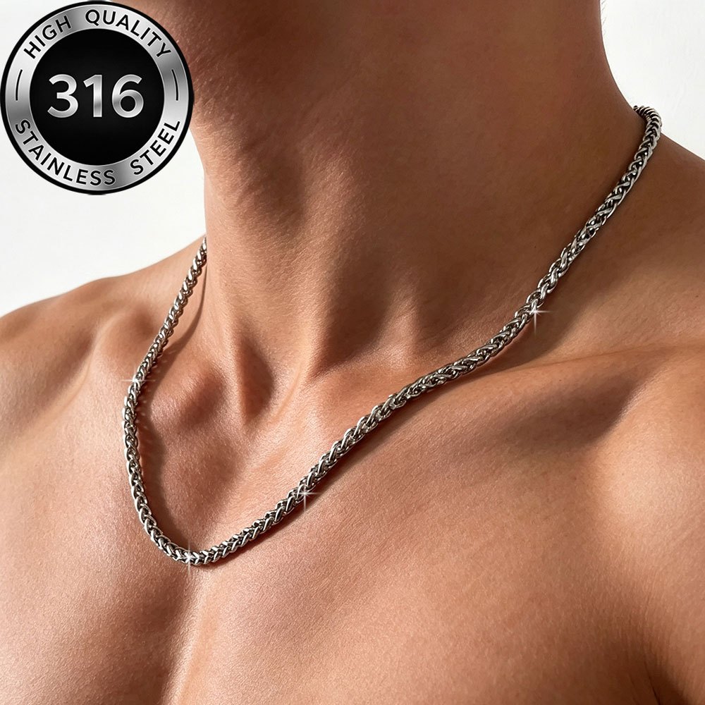 316 Stainless Steel Dragon Bone Chain Necklace, Retro Punk Style