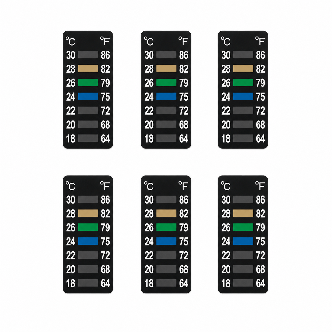 TEMU 6pcs Multifunctional Aquarium Thermometer Stickers, No Power Required. The Reliable Induction Color-changing Fish Tank Temperature Labels Are