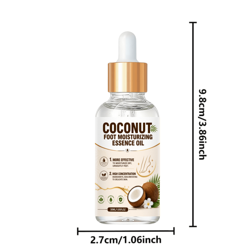 Image of [deep ] Premium Coconut Foot Moisturizing Serum Oil, Containing Coconut Oil, Vitamin E, Shea Butter, And Hyaluronic Acid — Instant Penetration, For And , Restoring