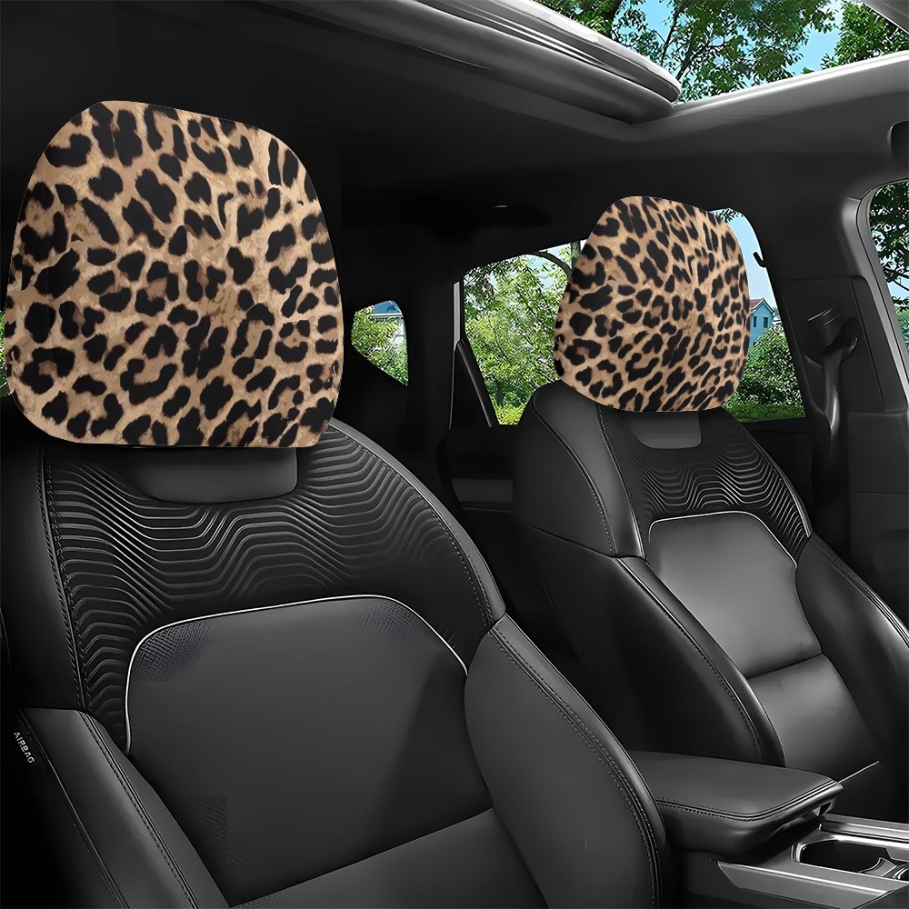 TEMU 2pcs Print Car Headrest Covers, 2d Flat, Enhancing Fun, Seat Headrest Protector Fashionable And Fun Interior Decor, Universal Fit Long Distance