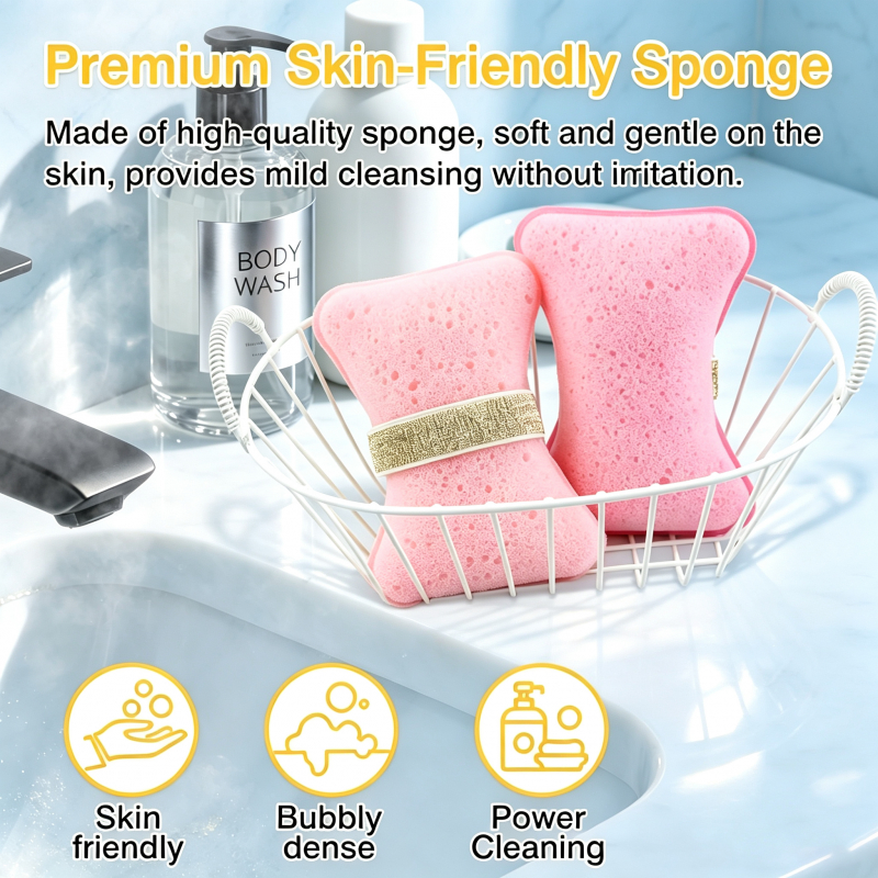 2pcs Exfoliating Bath Sponge and Towel Set