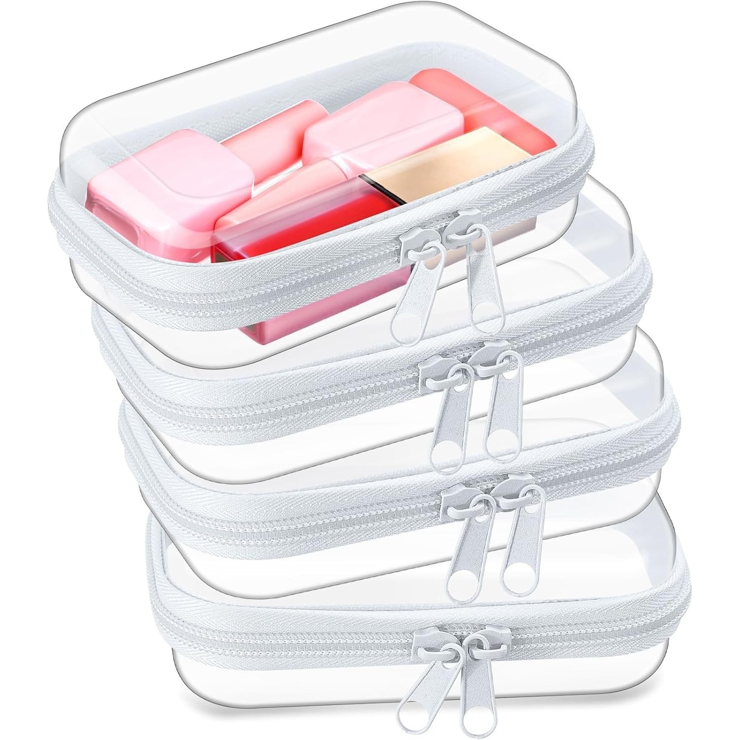 TEMU 4pcs Transparent Zipper Bags Suitable For Organizing Cosmetics, Stationery, Small Items & Tools - Reusable Zipper Pouches With Zipper Closure,