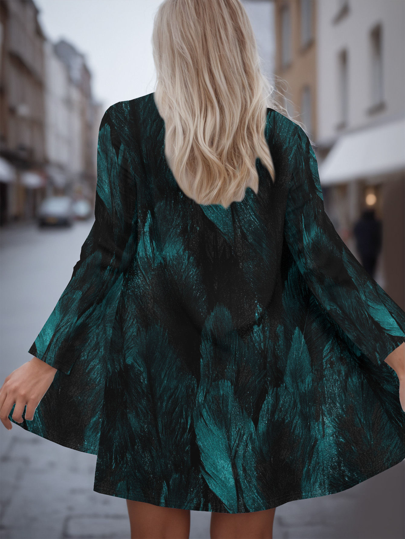 Cardigan Long Ouvert Devant ONE A Turquoise Métallisé Avec Lacet - Taille S, 3/4 Manches, Neuf Avec étiquette