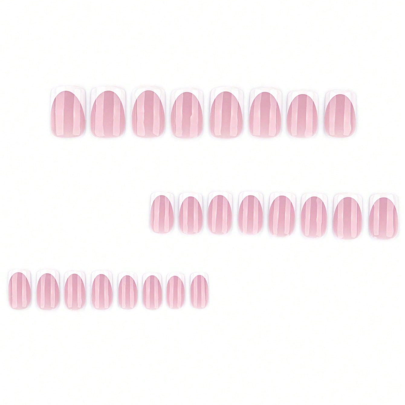 TEMU 24pcs French Tip Press-on Nails Suitable For , Short Square False Nails With White-tipped Tip & Glossy, Removable Fake Nails For Parties, Daily