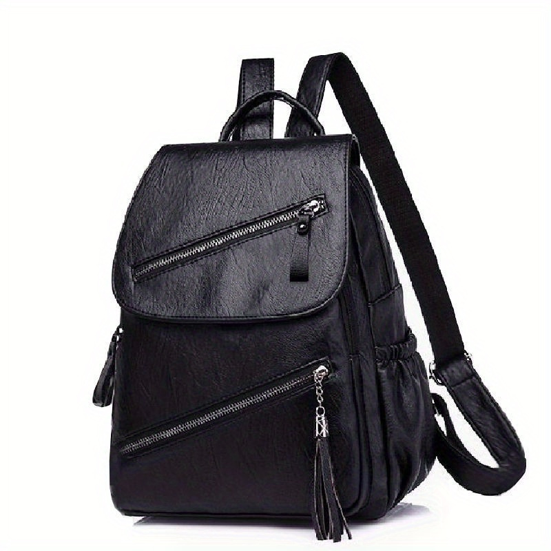 Mochila organizadora multifuncional de gran capacidad, bolso de hombro para mujer, carcasa suave de PU, diseño retro minimalista, bolso pequeño para uso diario