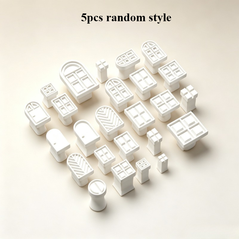 TEMU 5pcs Random Style Door, Window, And Leaf Themed Polymer Clay Stamp Set, Includes Multiple Vintage Door And Window, And Three-dimensional Texture