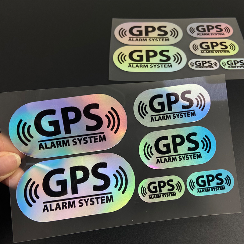 

6pcs/1set Reflective Laser Gps Alarm System Car Stickers Waterproof Window Side Body Rear Windshield Sunscreen Decoration Vinyl Decals