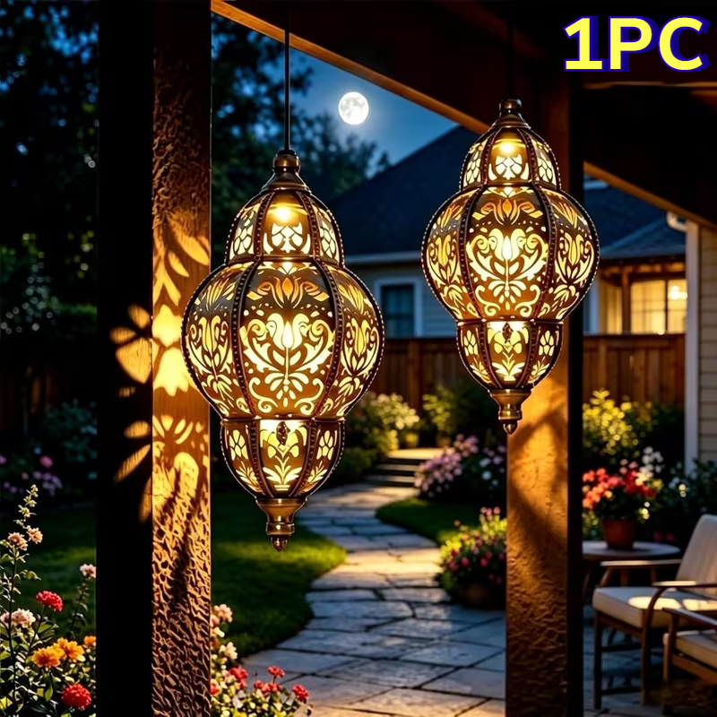 TEMU Baroque Moroccan Style Solar Pendant Light, Suitable For Courtyards, Gardens, Lawns, And , As Well Patios And Outdoor Landscape Decoration