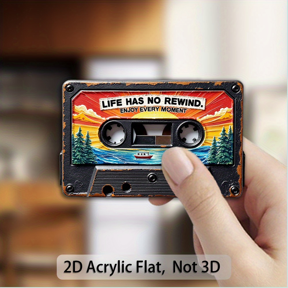 TEMU 1pc Vintage Cassette Tape Fridge Magnet- Retro Vhs- With "life " , Acrylic Fridge Magnets For Fridge, Freezer, Metal Lockers- Cassette