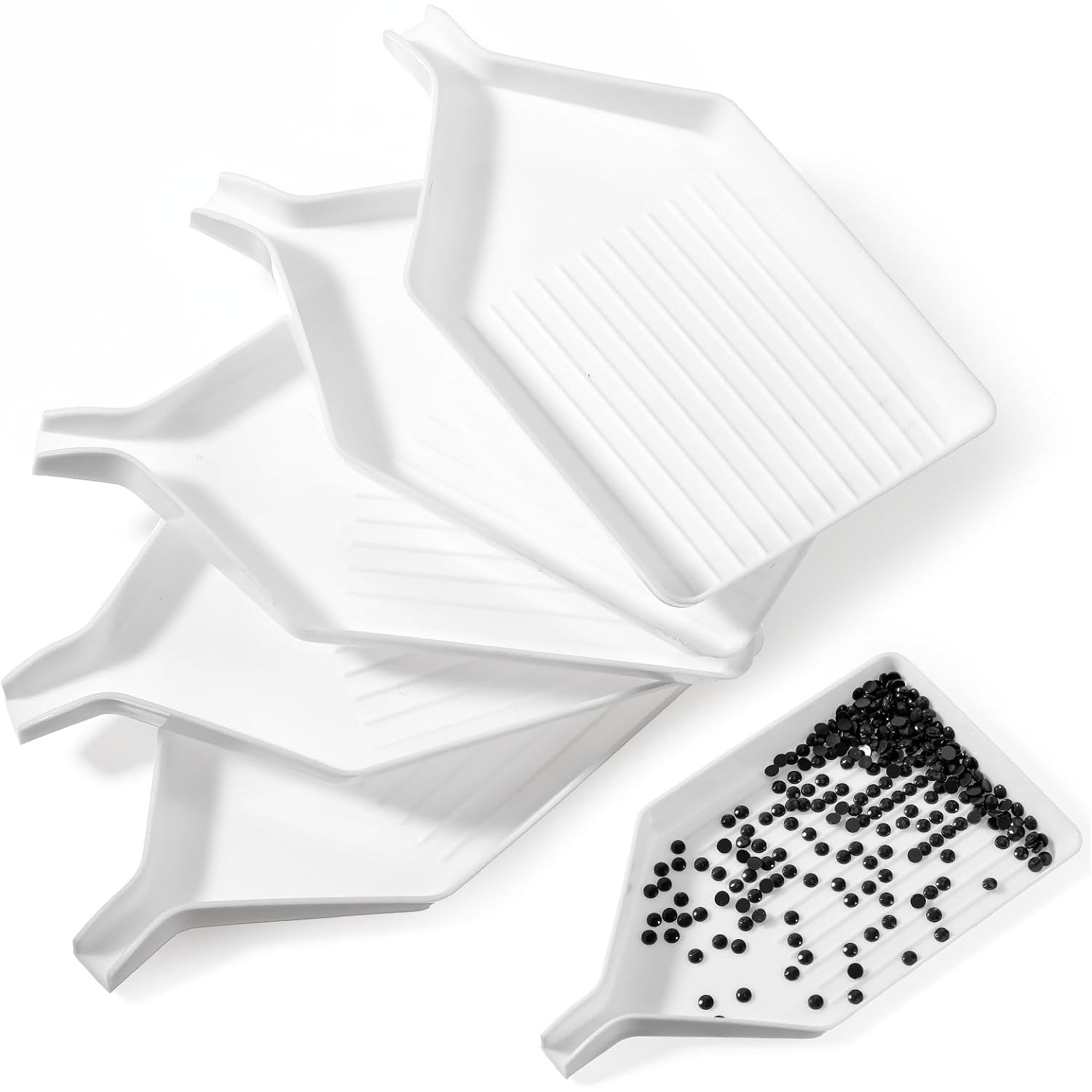 TEMU Art Trays, 6pcs White Bead Rhinestone Sorting Tray| Bead Organizer For Rhinestones, Sturdy Plastic, Quick Sorting, Accessories For Diy Crafts
