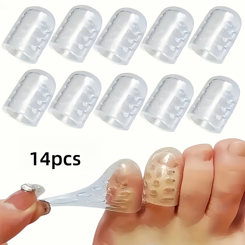 TEMU 14 piezas de fundas de silicona para dedos de los pies, protectores transpirables -rozaduras, cubiertas flexibles de gel , protectores unisex -,