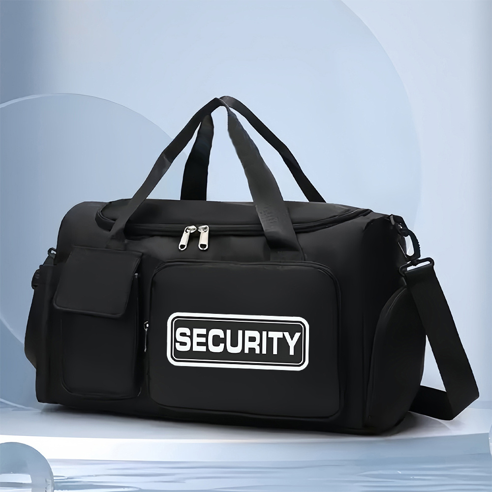 TEMU 1pc Security Safety Surveillance Gym& Travel Duffel Bag- Large Capacity Tote Bag With Adjustable Shoulder Strap, Multiple Compartments, Camping,