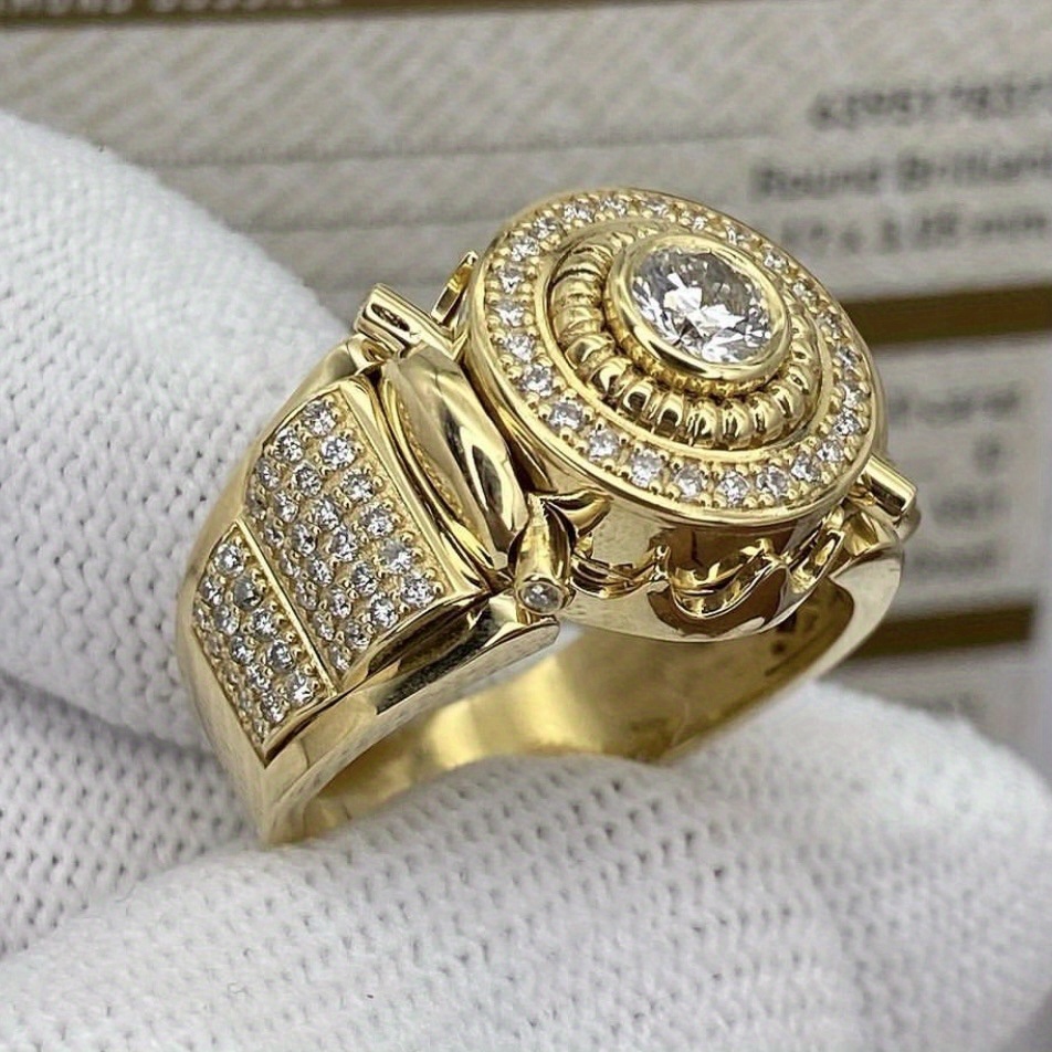 

1 Pcs Inlaid White Zircon Ring Luxury Men's Engagement Wedding Ring Jewelry