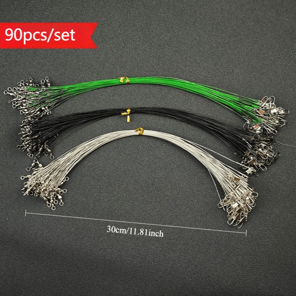 TEMU Avlcoaky 90pcs/ Set Fishing Wire Leader Stainless Steel Wire Fishing Tackle