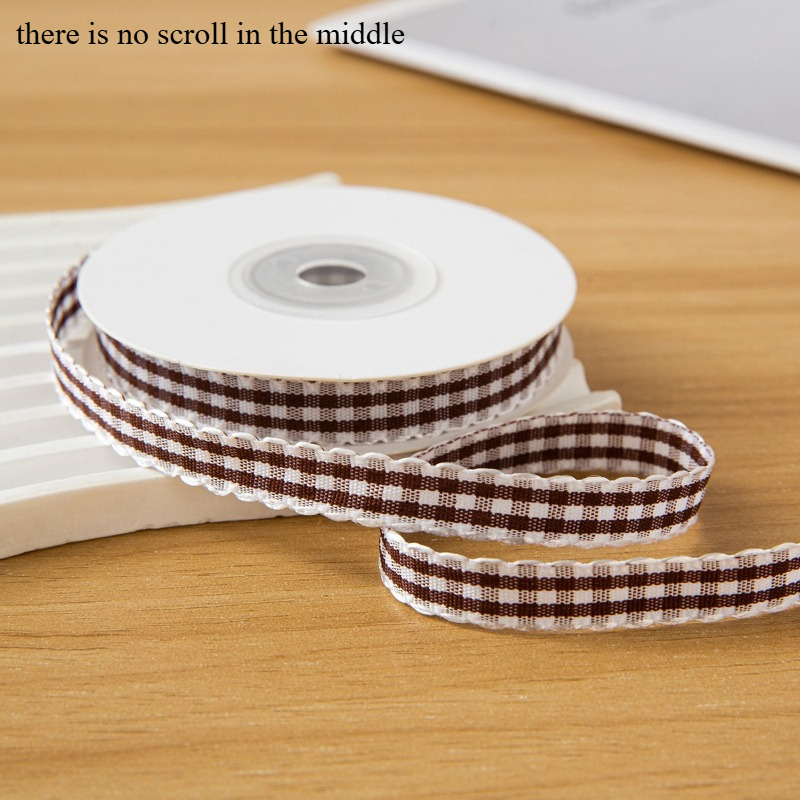 TEMU Ribbon, 1cm Wide, 4.5 Meters Long, Coffee-colored With Wavy Lace-style Pattern, For Flower Wrapping, Shoes, Hats, Clothing, Gifts, Hair