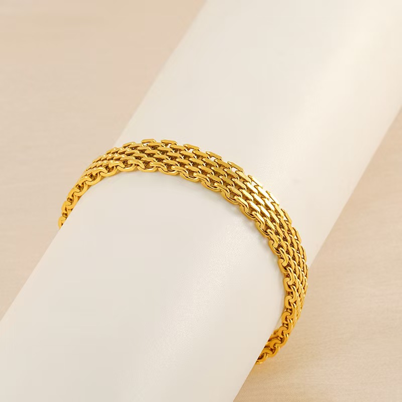 Women's Golden Plated Thin Weave Milanese Mesh Bracelet