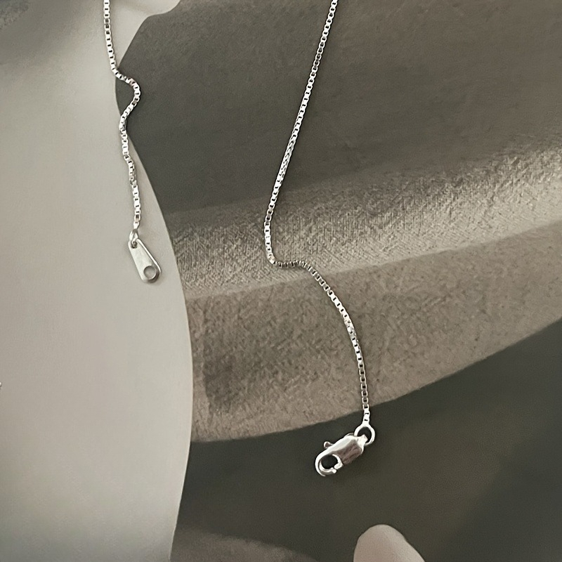 TEMU Collier Chaîne Boîte en Argent Sterling 925 pour Femme, Bijou Stratifié Anti-Allergique, Design Minimaliste Réglable de 16 à 24 Pouces, Cadeau