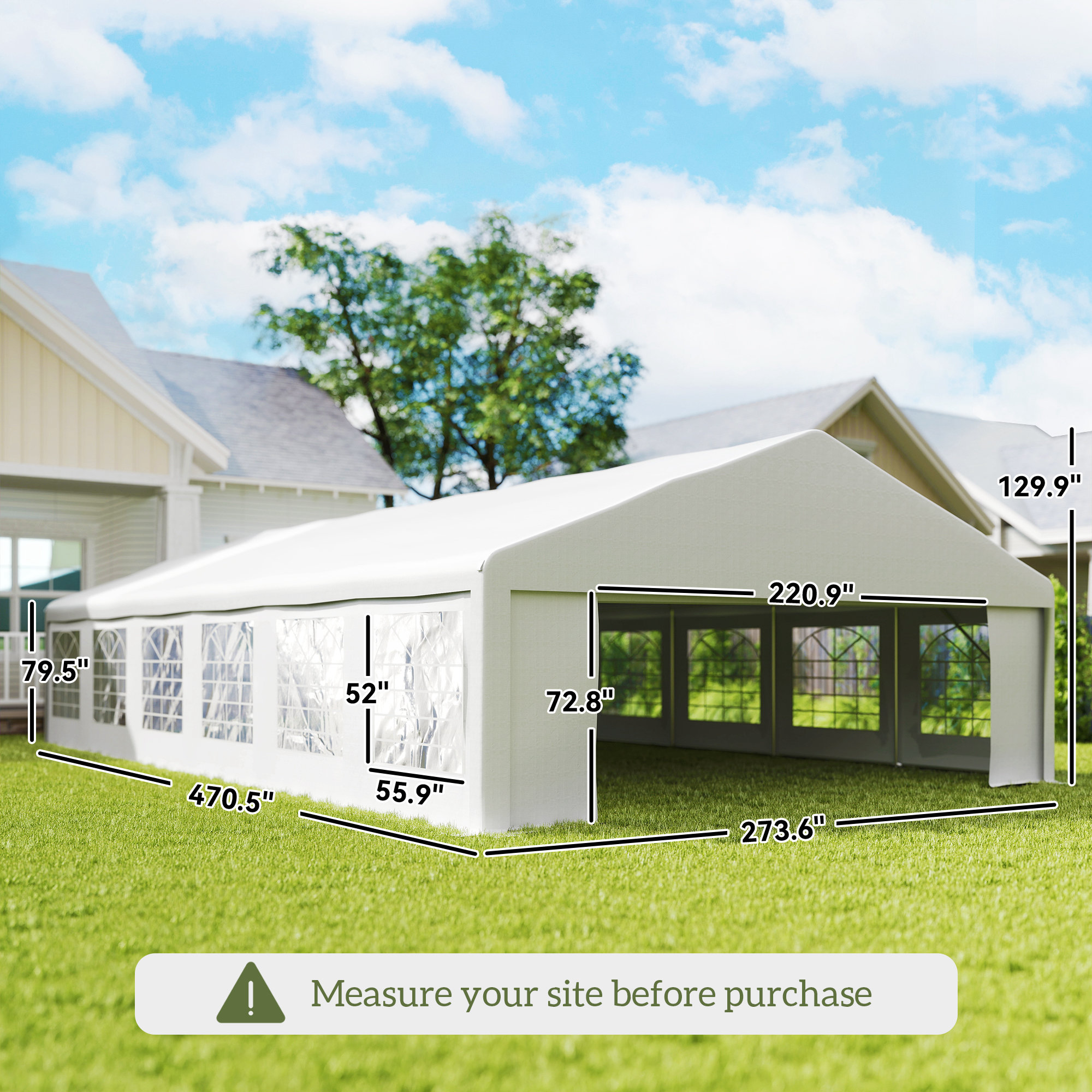 23 x 39 large outdoor carport canopy party tent with removable protective   windows white Product details 1