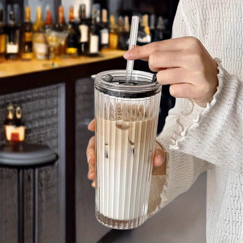 large capacity clear   cup with lid built in straw elegant modern tumbler for iced americanos home office or gifts durable glass construction spill proof design for hot cold beverages office drinkware contemporary drinkware premium drink container reusable drinkware gift   Product details 7
