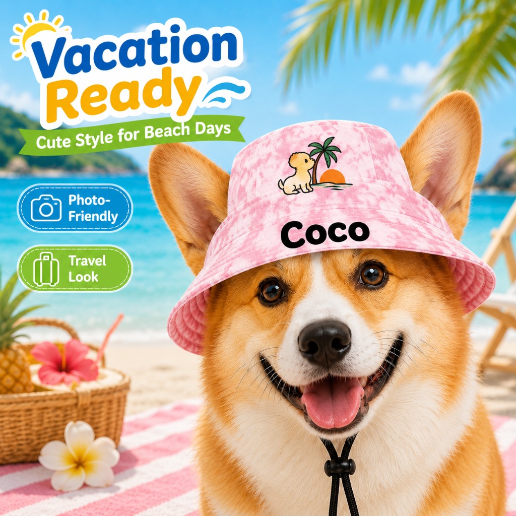 Customizable Pet Name Dog Sun Hat for Small to Medium Dogs