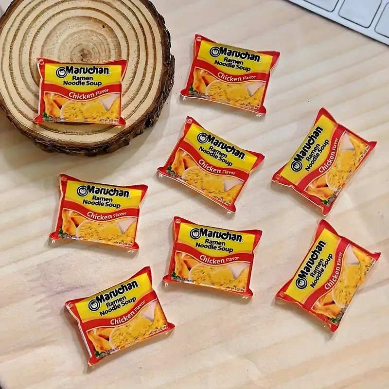 TEMU 2d Flat - 2d Plane, 10 Realistic Mini Snack Bag Pendants - Corn Cake, Noodles And - Acrylic Jewelry Pendant